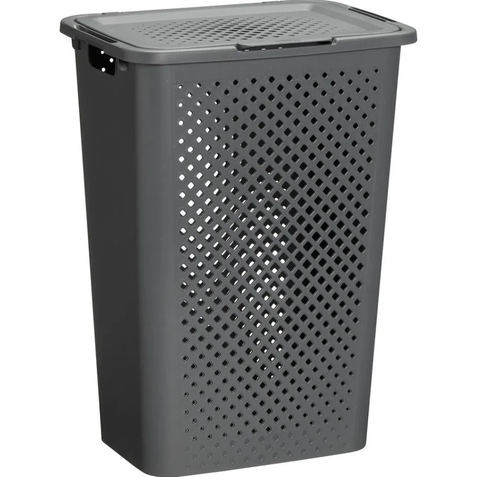 Kwantum Wasmand Rattan Ruit Antraciet 50 L